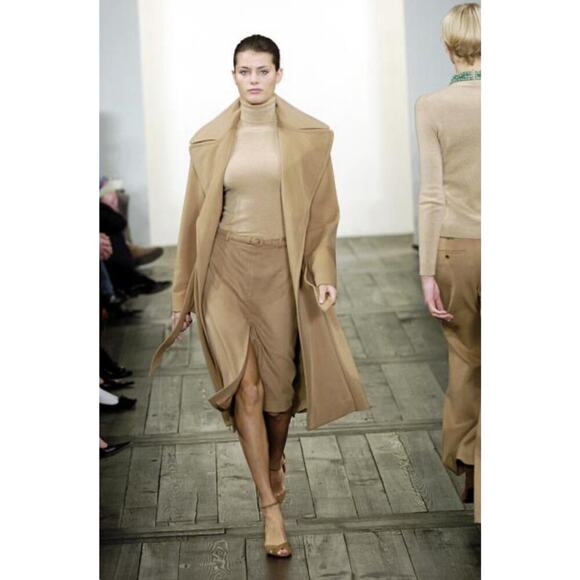 Ralph Lauren Purple Label 100% Cashmere Wrap Coat Runway Belted Long Camel Tan 6 - Picture 5 of 16